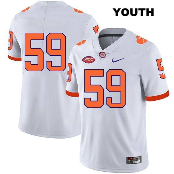 Youth Clemson Tigers #59 Jordan Williams Stitched White Legend Authentic Nike No Name NCAA College Football Jersey ILP7346KF